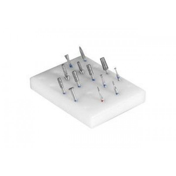 85.070.65 TRAY OF POM за 25 DENTAL BURS, 60X45X 10 мм, за 15 PCS със FG SHAFT и 10 PCS със DENTAL CONNECTION, UNIVERSAL