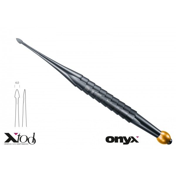 17.007.05TI X-DESMO-ИНСТРУМЕНТ, КОРЕН-ЕЛЕВАТОР 4,0MM, СЪС ЗЛАТНА ИНДЕНТИФИКАЦИОННА ТОПКА, ОНИКС ПОКРИТИЕ