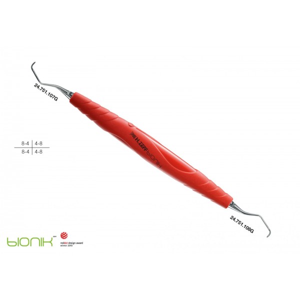24.205.07G СПЕЦИАЛНА КЮРЕТА ПЕРИОДОНТАЛНА, ДРЪЖКА BIONIK, GRACEY 7-8, СВЕТЛОЧЕРВЕНИ-МАДЖЕНТА СМЕНЯЕМИ НАКРАЙНИЦИ 