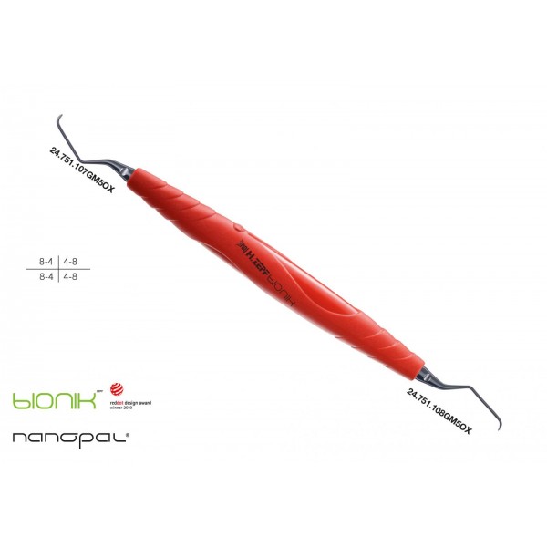 24.205.07GM5OX СПЕЦИАЛНА КЮРЕТА ПЕРИОДОНТАЛНА, ДРЪЖКА BIONIK, GRACEY 7-8, СВЕТЛОЧЕРВЕНО-МАДЖЕНТА, СМЕНЯЕМИ НАКРАЙНИЦИ, НАНОПАЛ ПОКРИТИЕ